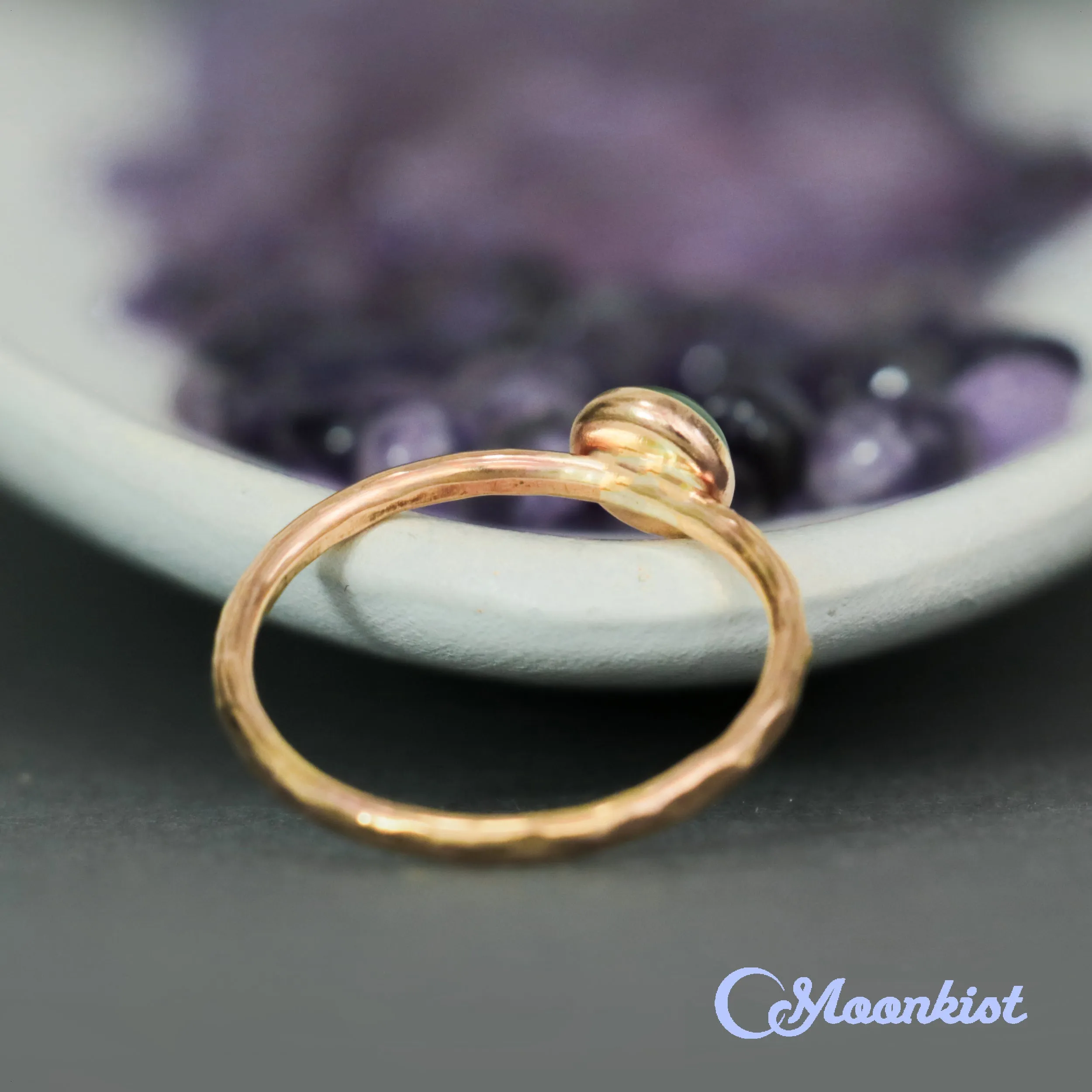 Delicate 14 K Gold Filled Jade Stacking Promise Ring | Moonkist Designs