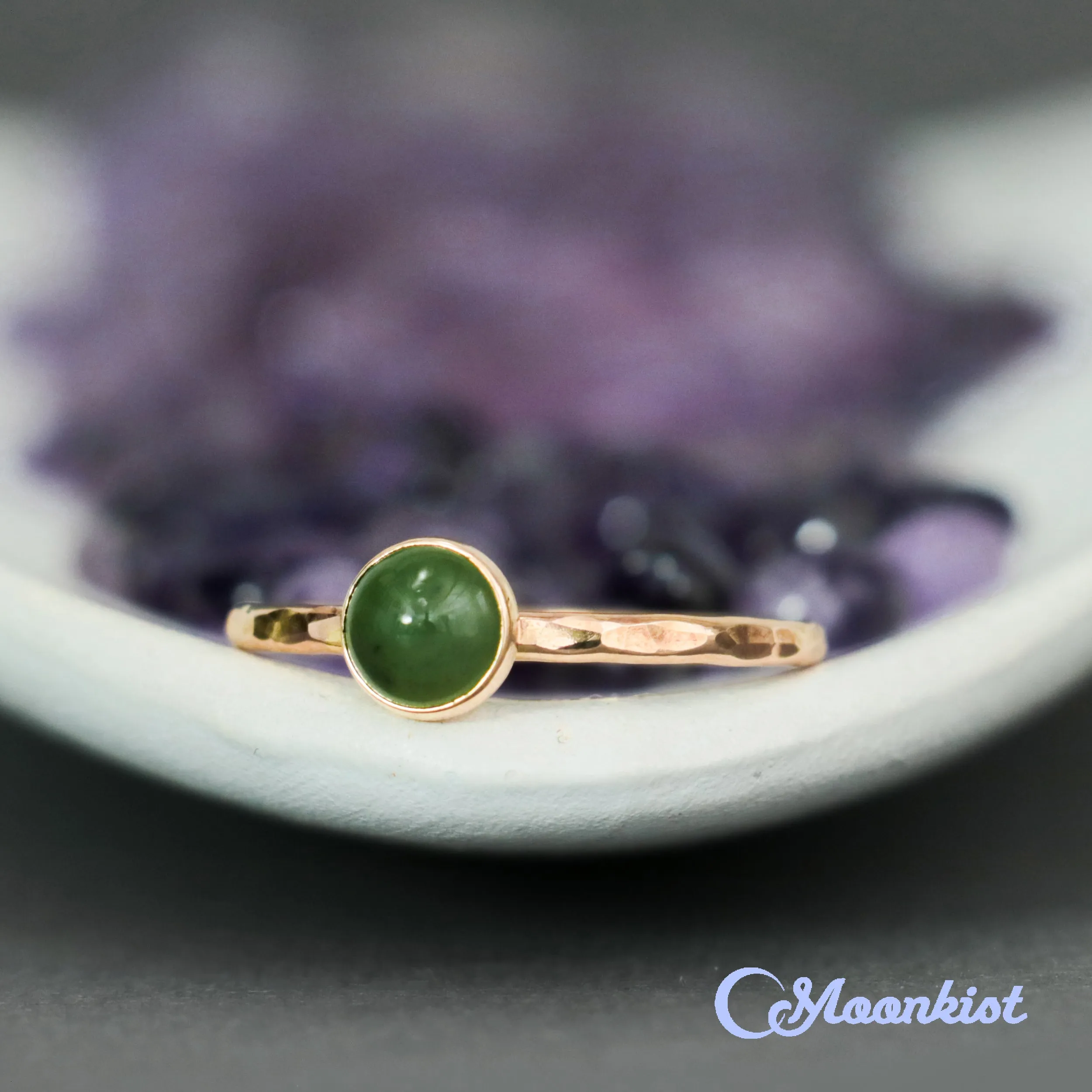 Delicate 14 K Gold Filled Jade Stacking Promise Ring | Moonkist Designs