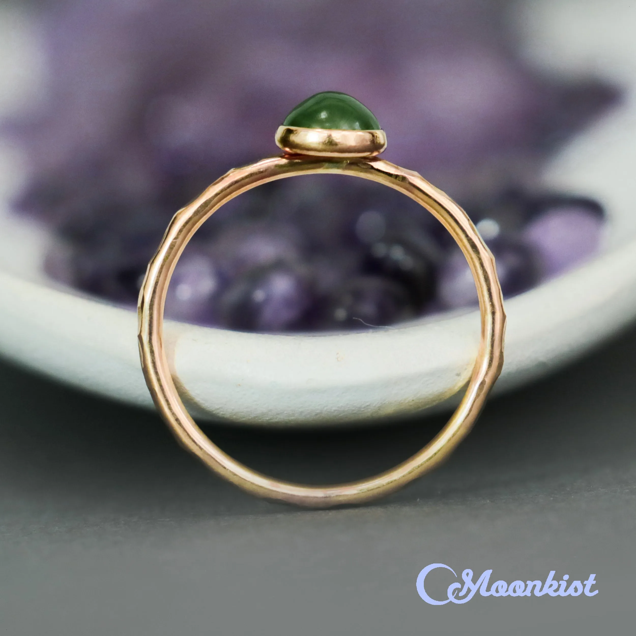 Delicate 14 K Gold Filled Jade Stacking Promise Ring | Moonkist Designs