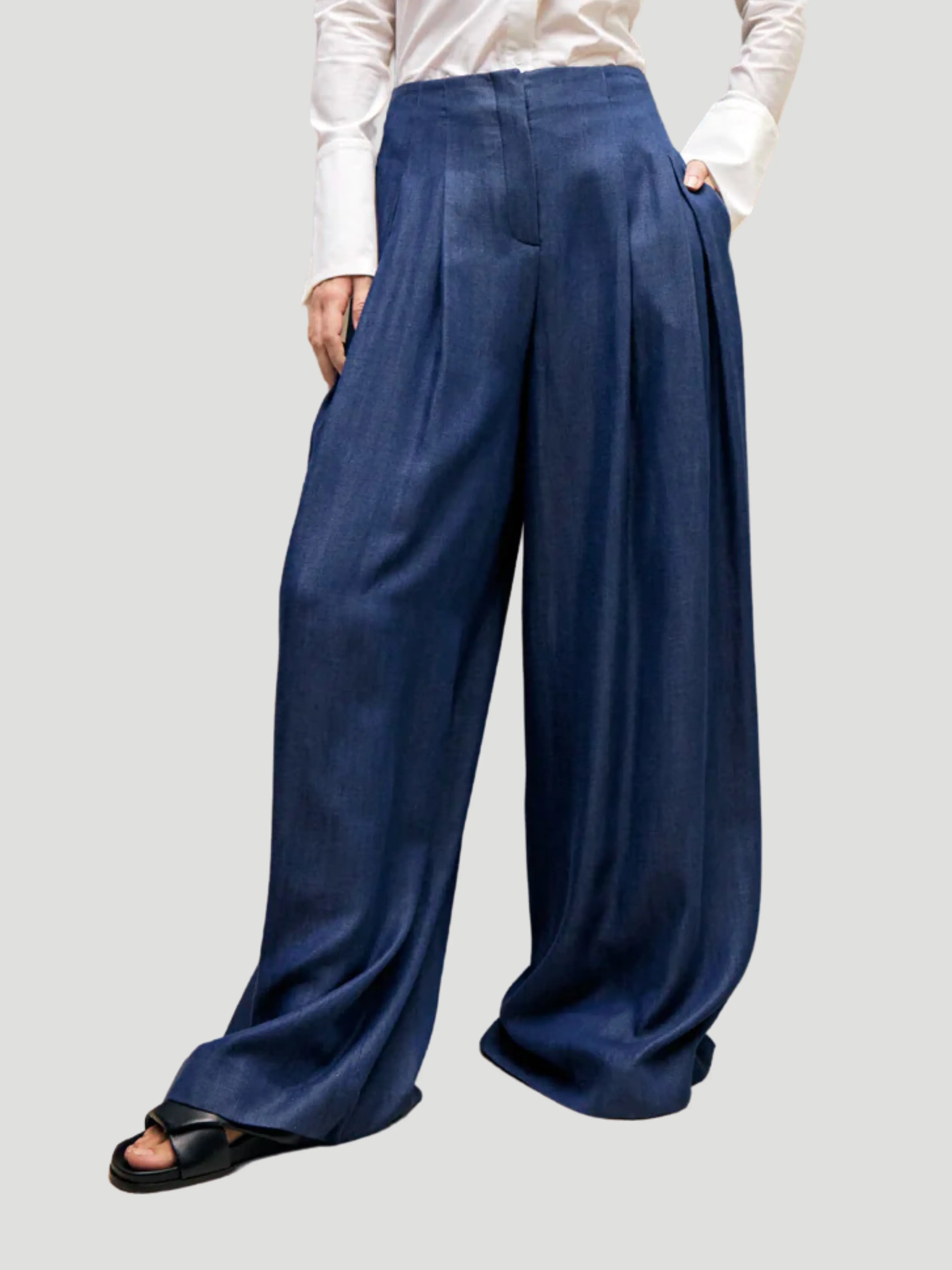 Drew Wide-Leg Indigo Tencel Pant