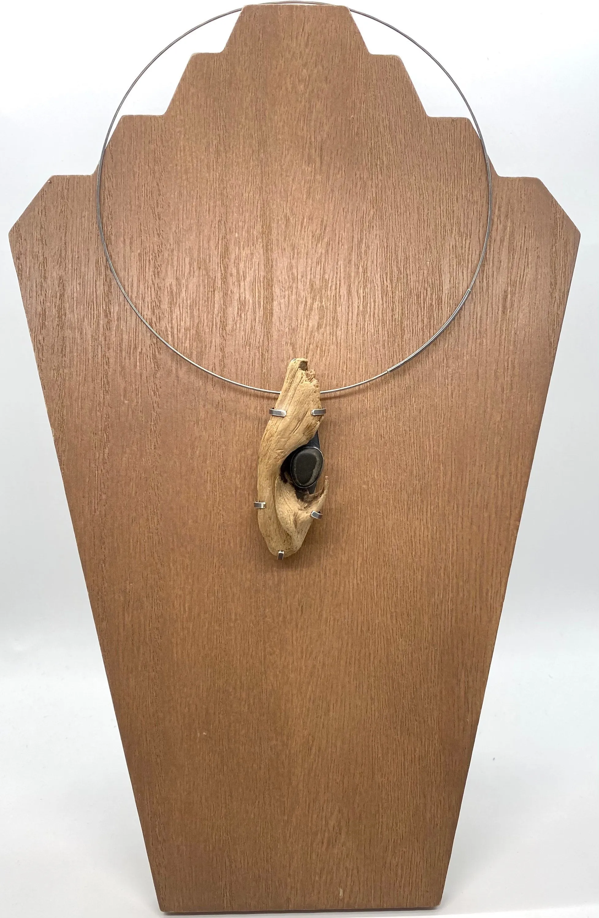 Driftwood Knot and Rock Pendant