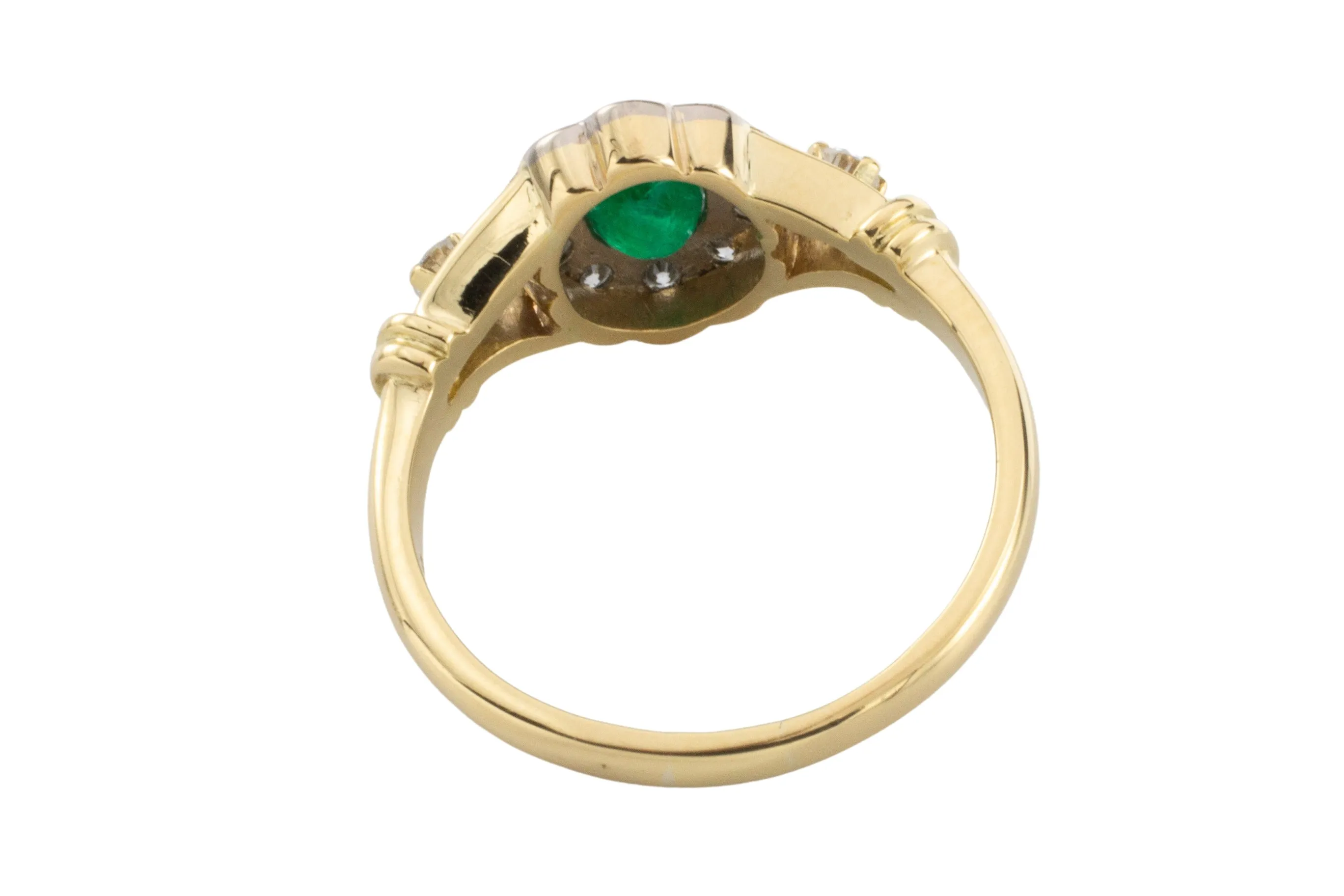 Emerald and diamond ring in 18 carat gold