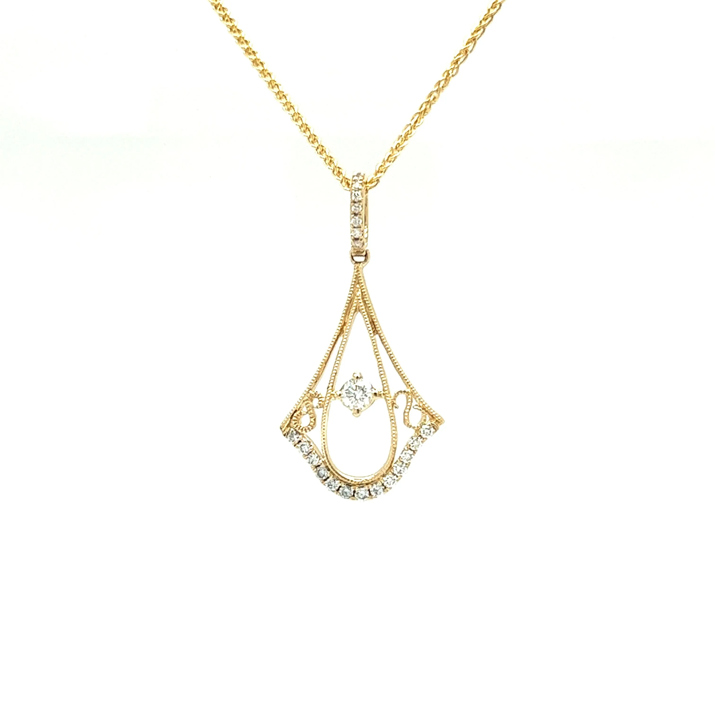 Fancy Pendulum Drop Pendant with 0.35ctw of Diamonds in 14K Yellow Gold