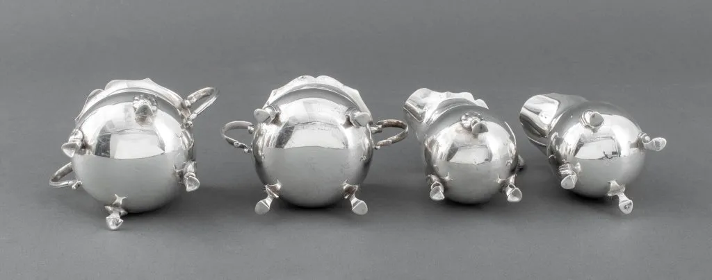 Georgian Style Sterling Silver Tea Articles, 4