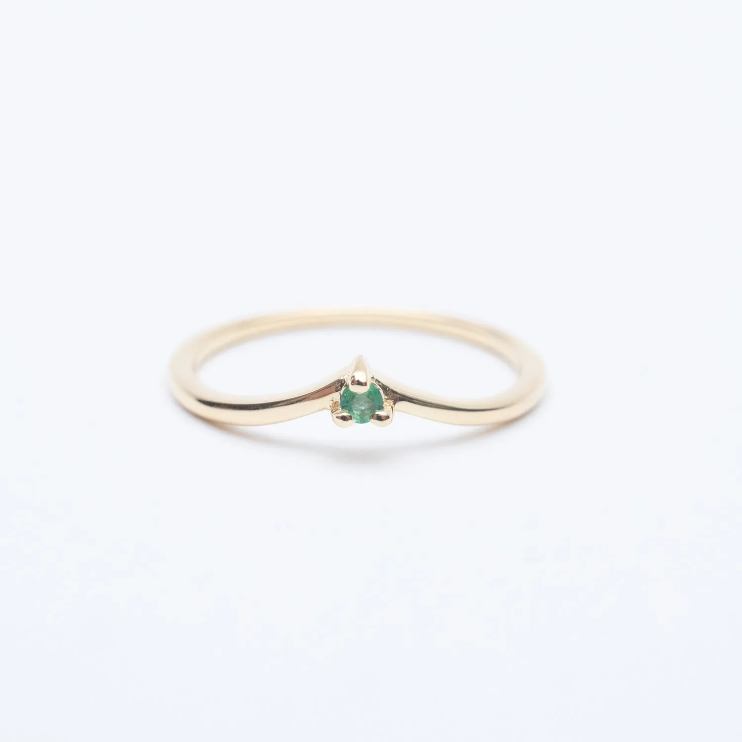 Gold Vermeil Claw Set Emerald Chevron Ring