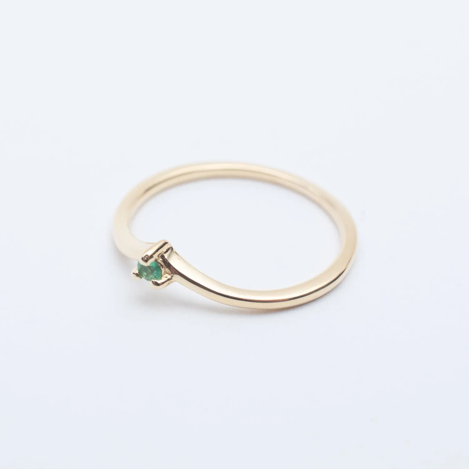 Gold Vermeil Claw Set Emerald Chevron Ring