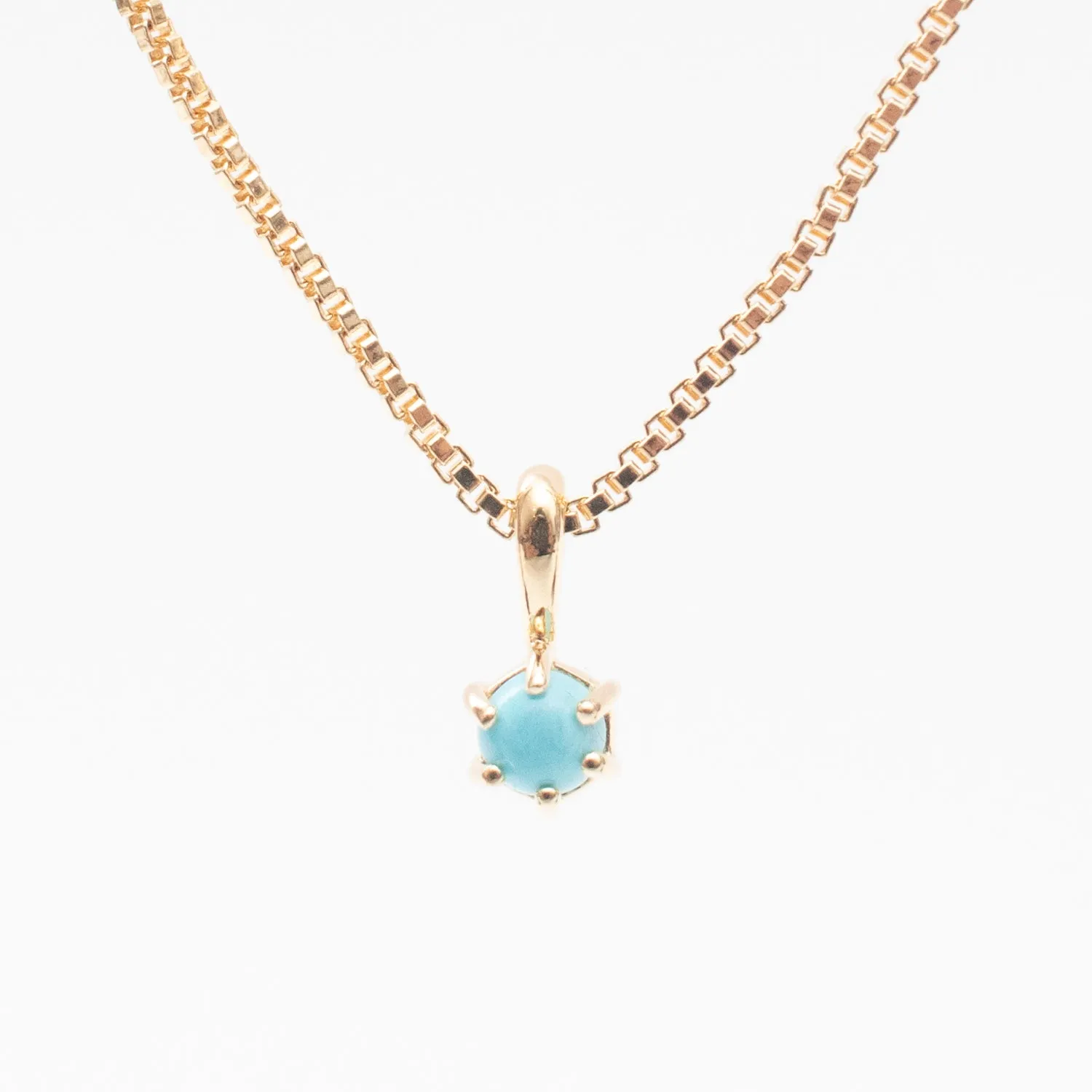 Gold Vermeil Round Claw Set Turquoise Necklace