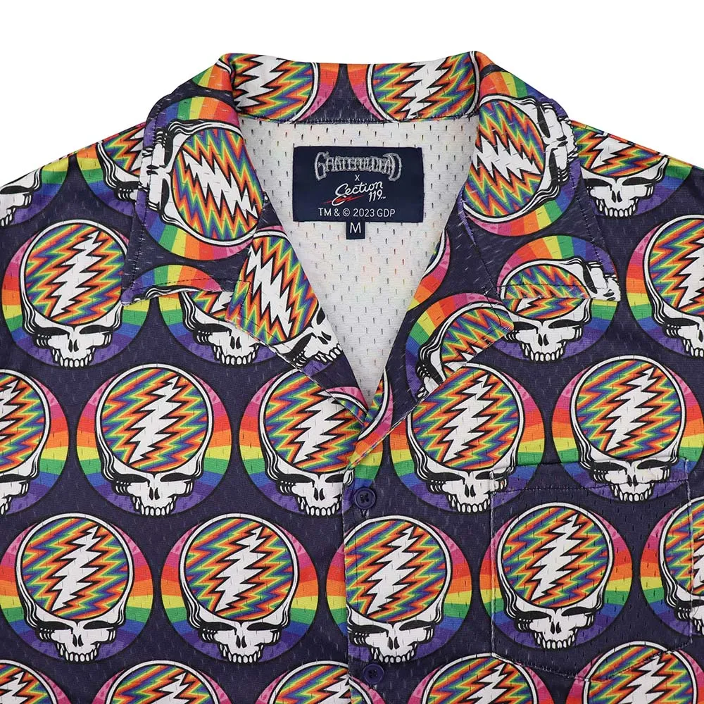 Grateful Dead | Mesh Button Down | Rainbow Stealie