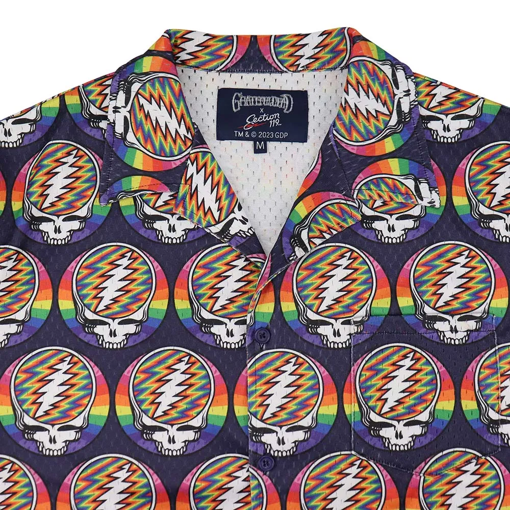 Grateful Dead | Mesh Button Down | Rainbow Stealie