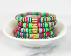 Heishi Color Pop Bracelet Watermelon Multi Gold Barrel