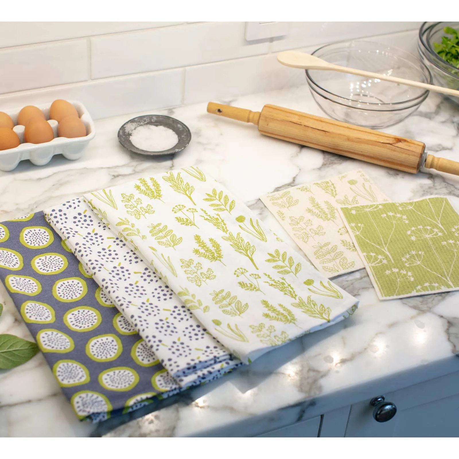 Herbs Eco-Friendly blu Sponge Cloth - Set of 2