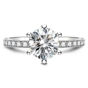 Jolics 1.5ct Round Cut 925 Sterling Silver Classic Six Prong Engagement Ring