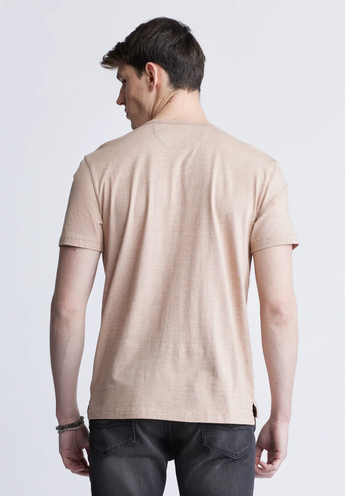 Kandy Men's Short Sleeve Henley, Tan - BM24387