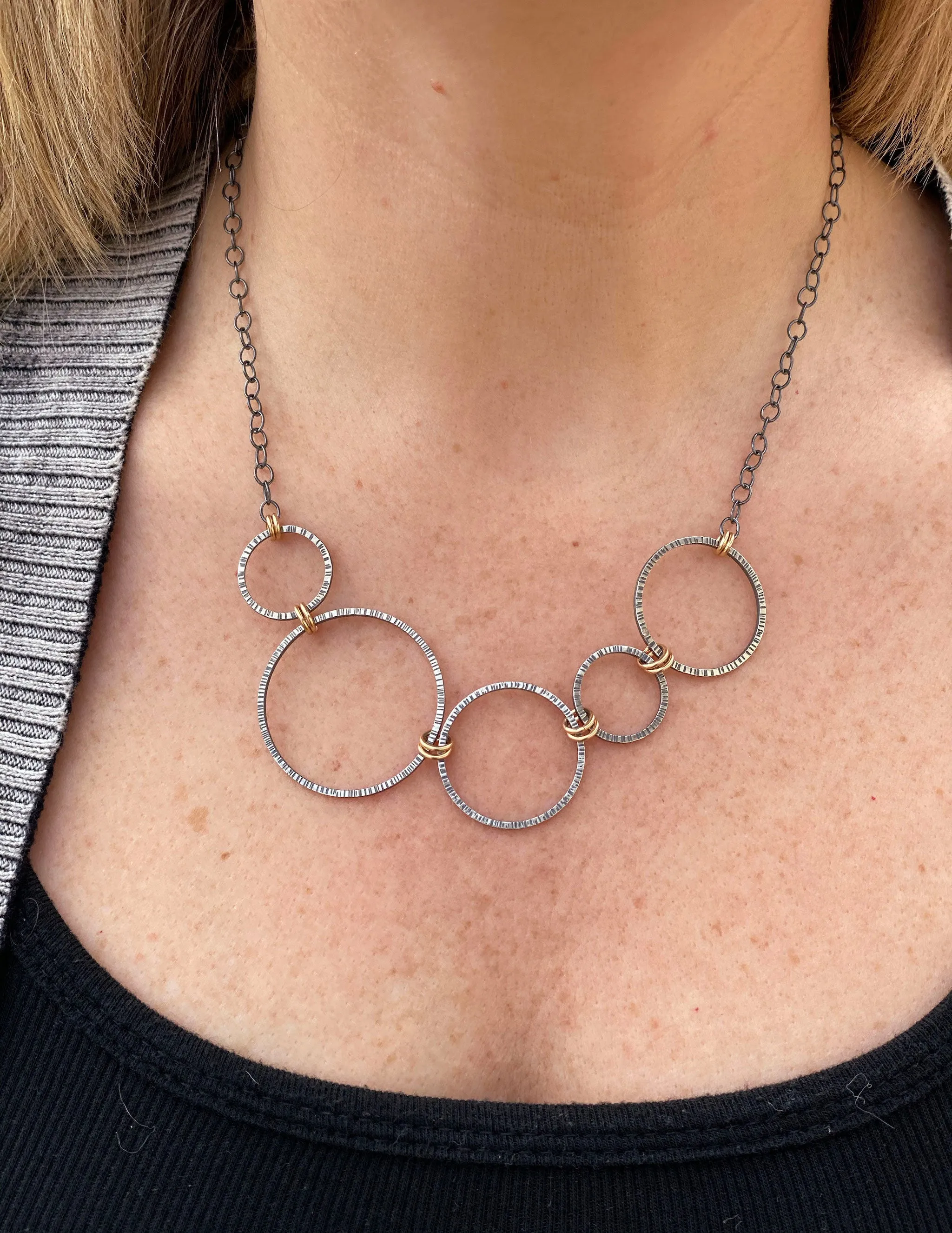 Large Lined Hoops Necklace (N1857)