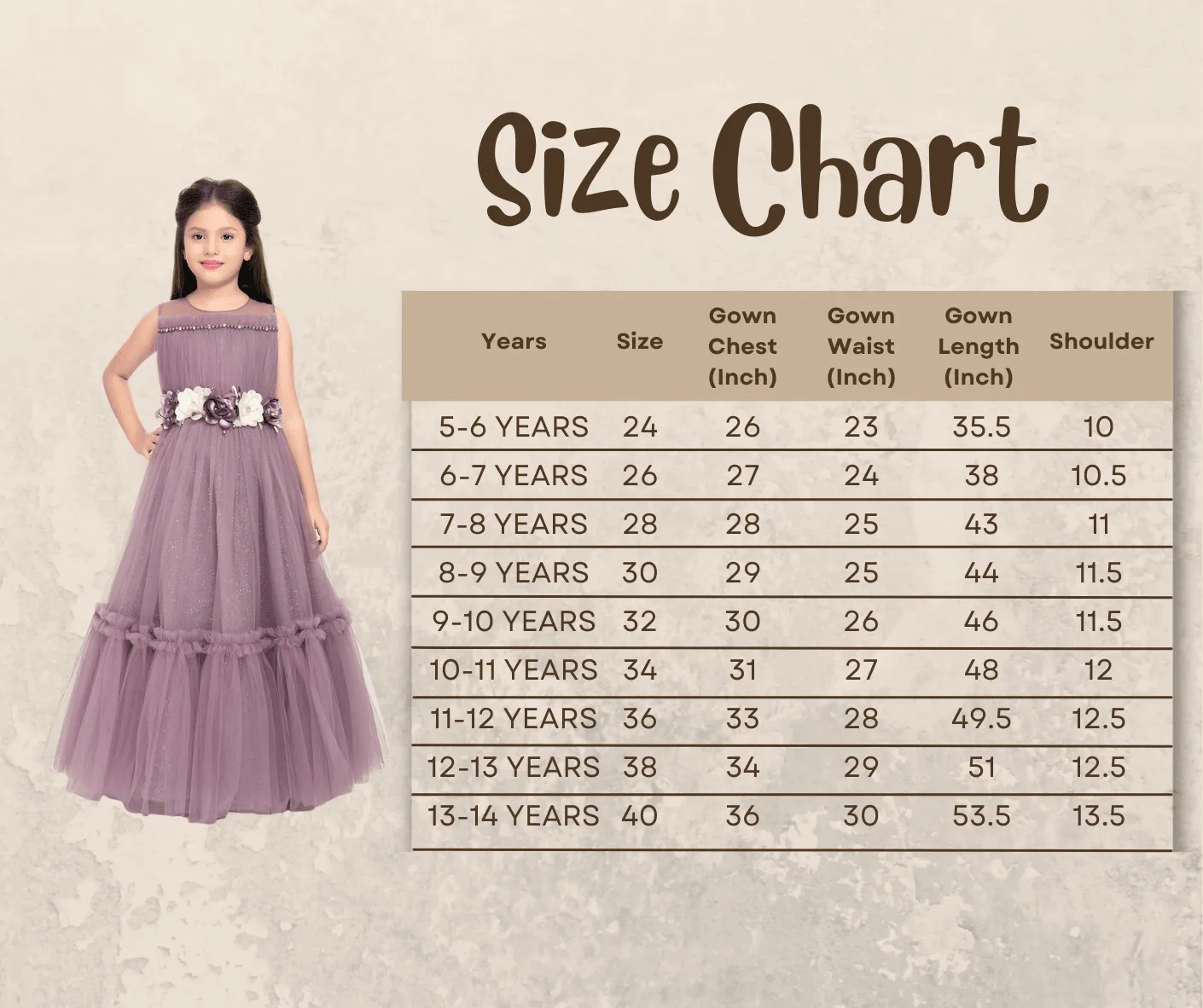 Lilac Coloured Corsage Hand Work Imported Net Ruffle Ball Gown Style For Girls