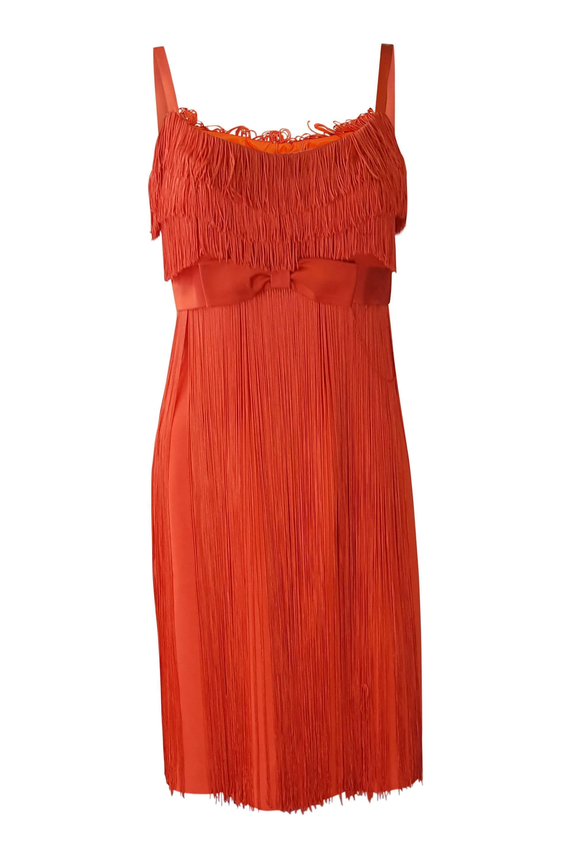 LILI DIAMOND California Vintage Red Tassel Shift Dress (S)