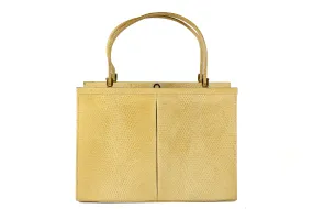 Lizard cream-colored frame handbag