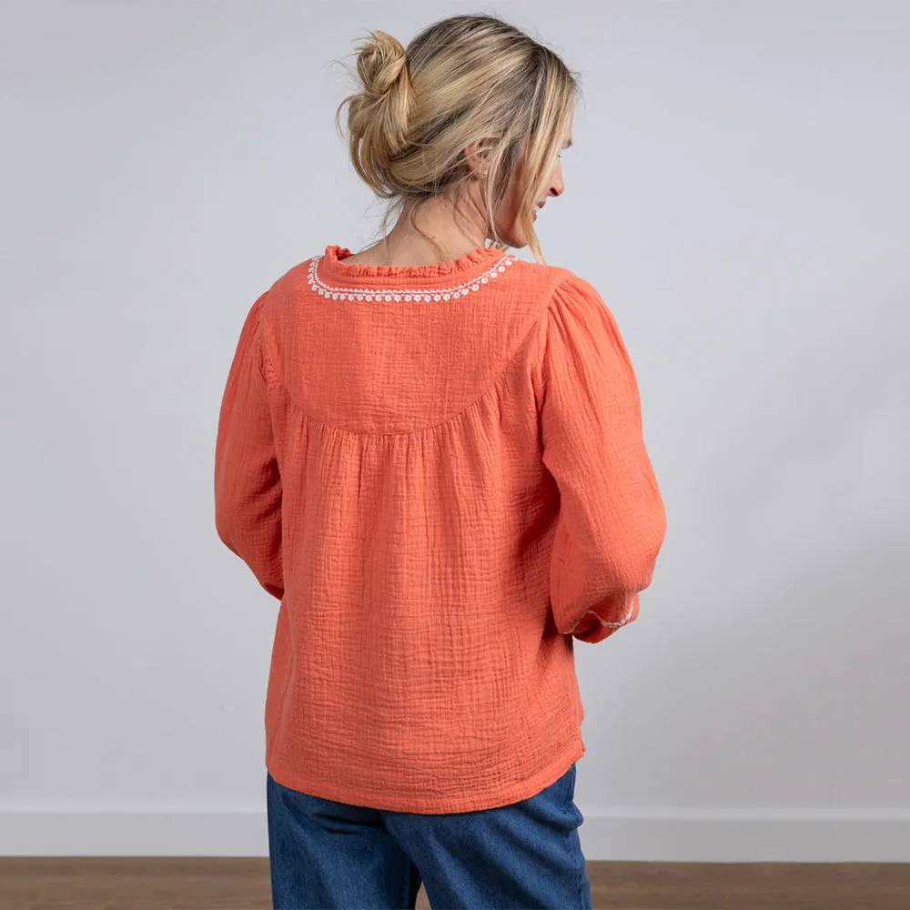 Lori Sunset Embroidered Long Sleeve Top