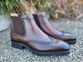 Lug Sole Chelsea Boot with Wingtip Toe