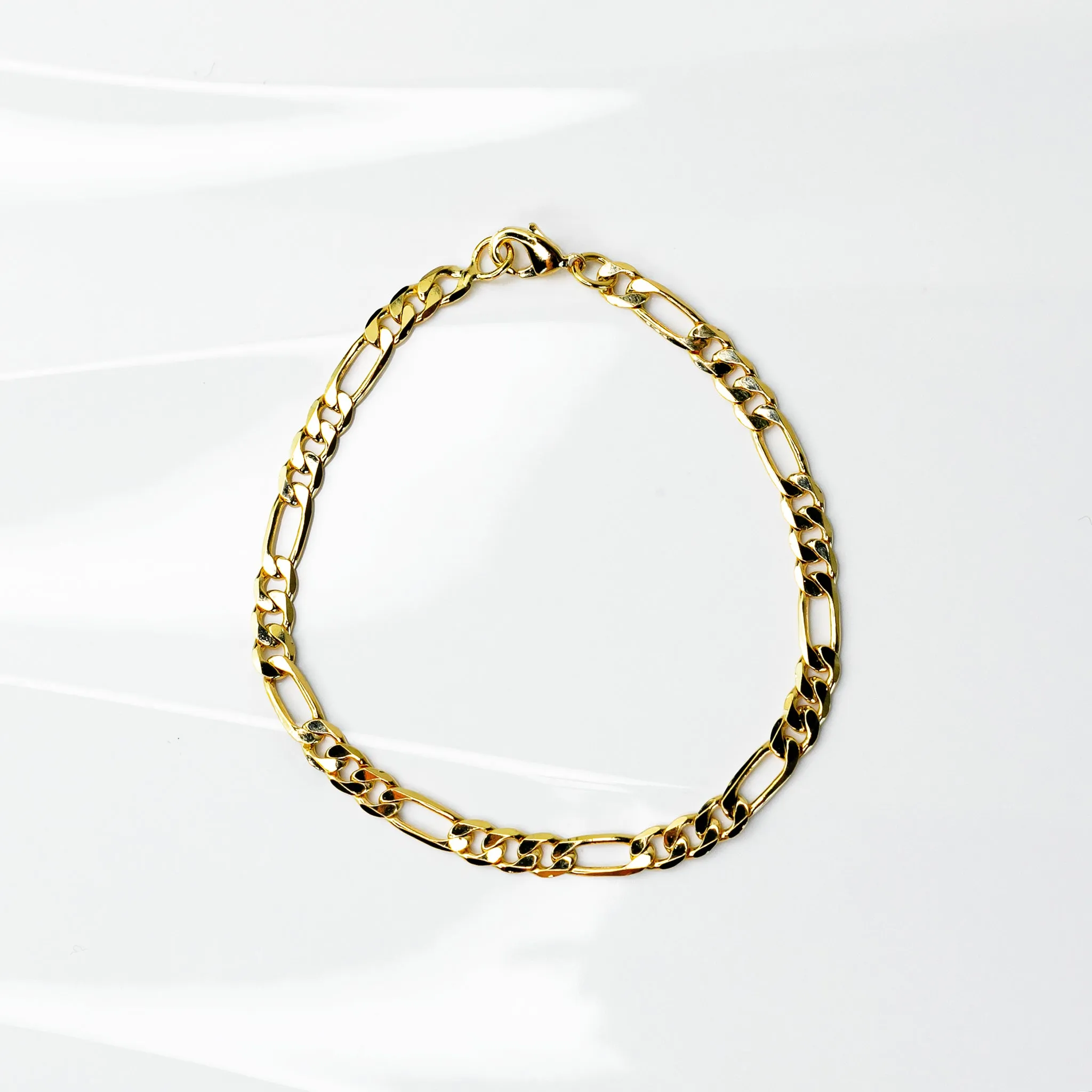 Luxe Beveled Figaro Chain Bracelet