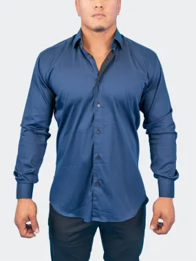 Maceoo Stretch Shirt | Fibonacci Dark Denim Blue