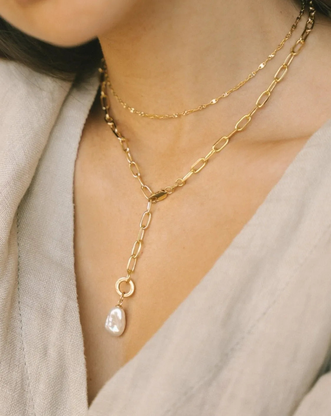 Medium Baroque Pearl Pendant - Gold Vermeil