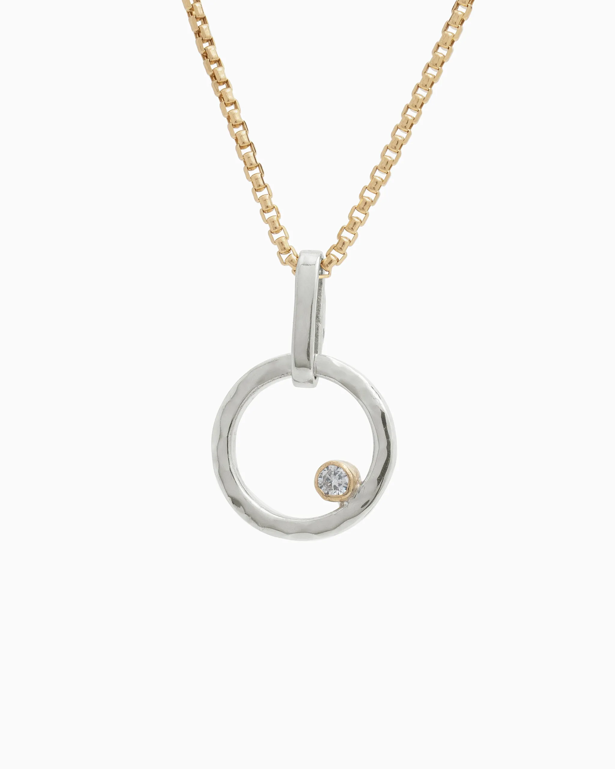 Mini One Love Pendant with Stone - White Zircon