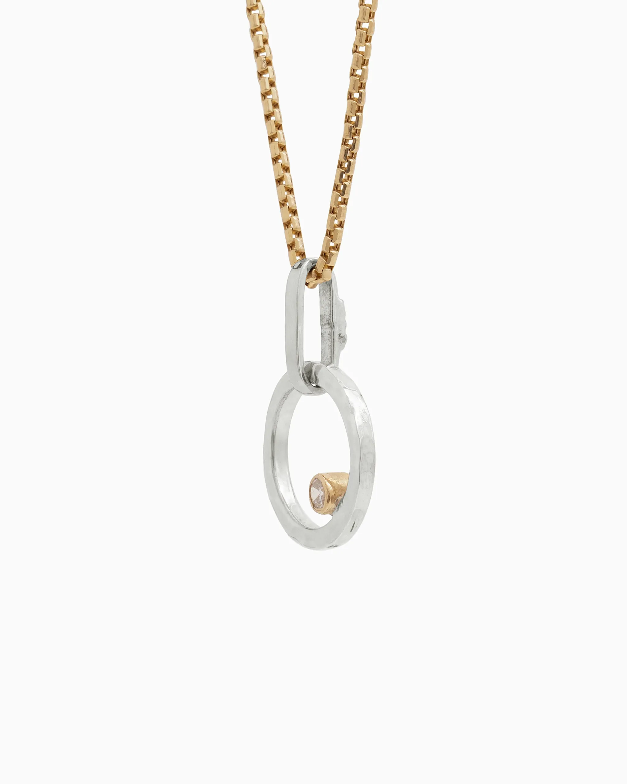 Mini One Love Pendant with Stone - White Zircon