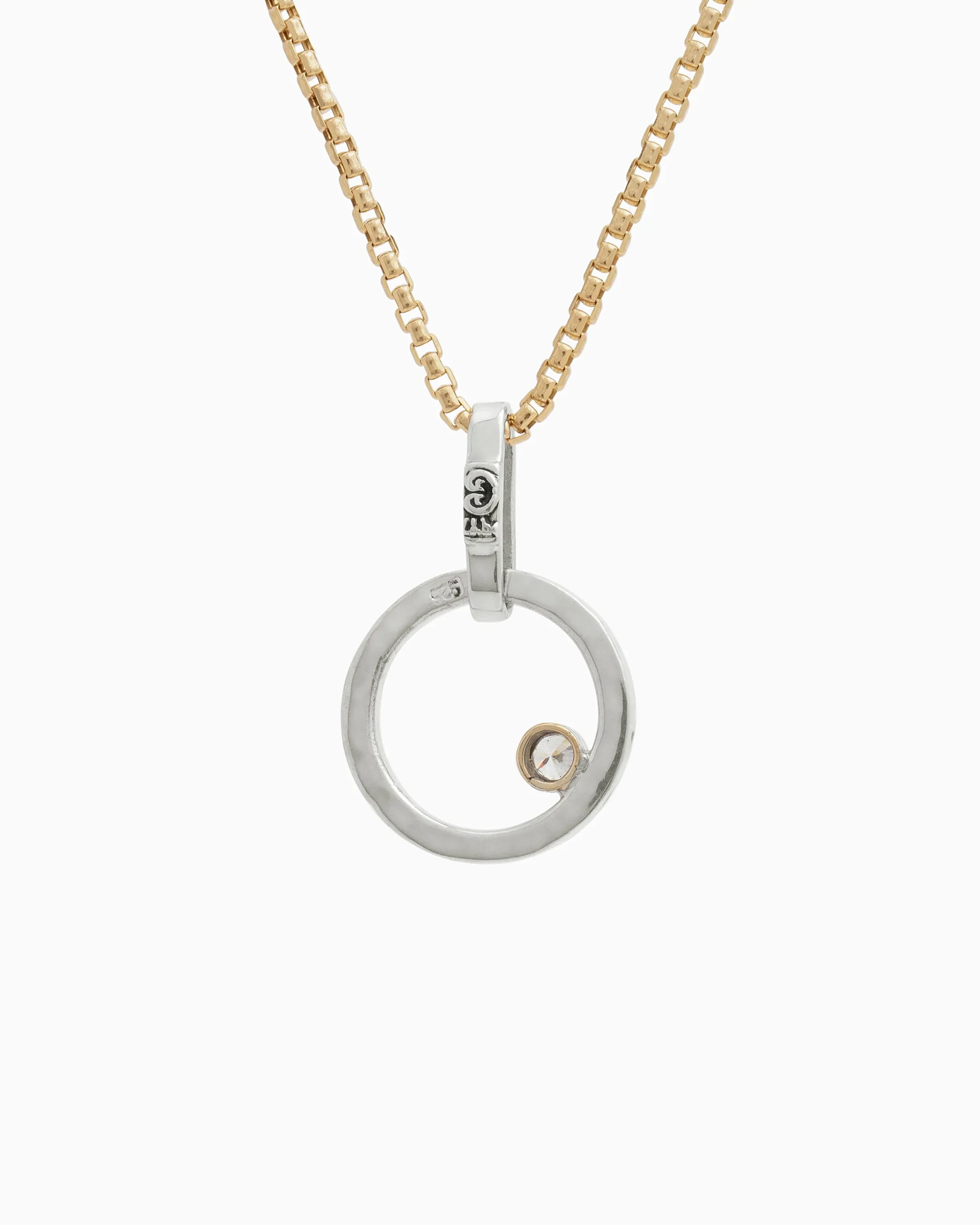 Mini One Love Pendant with Stone - White Zircon