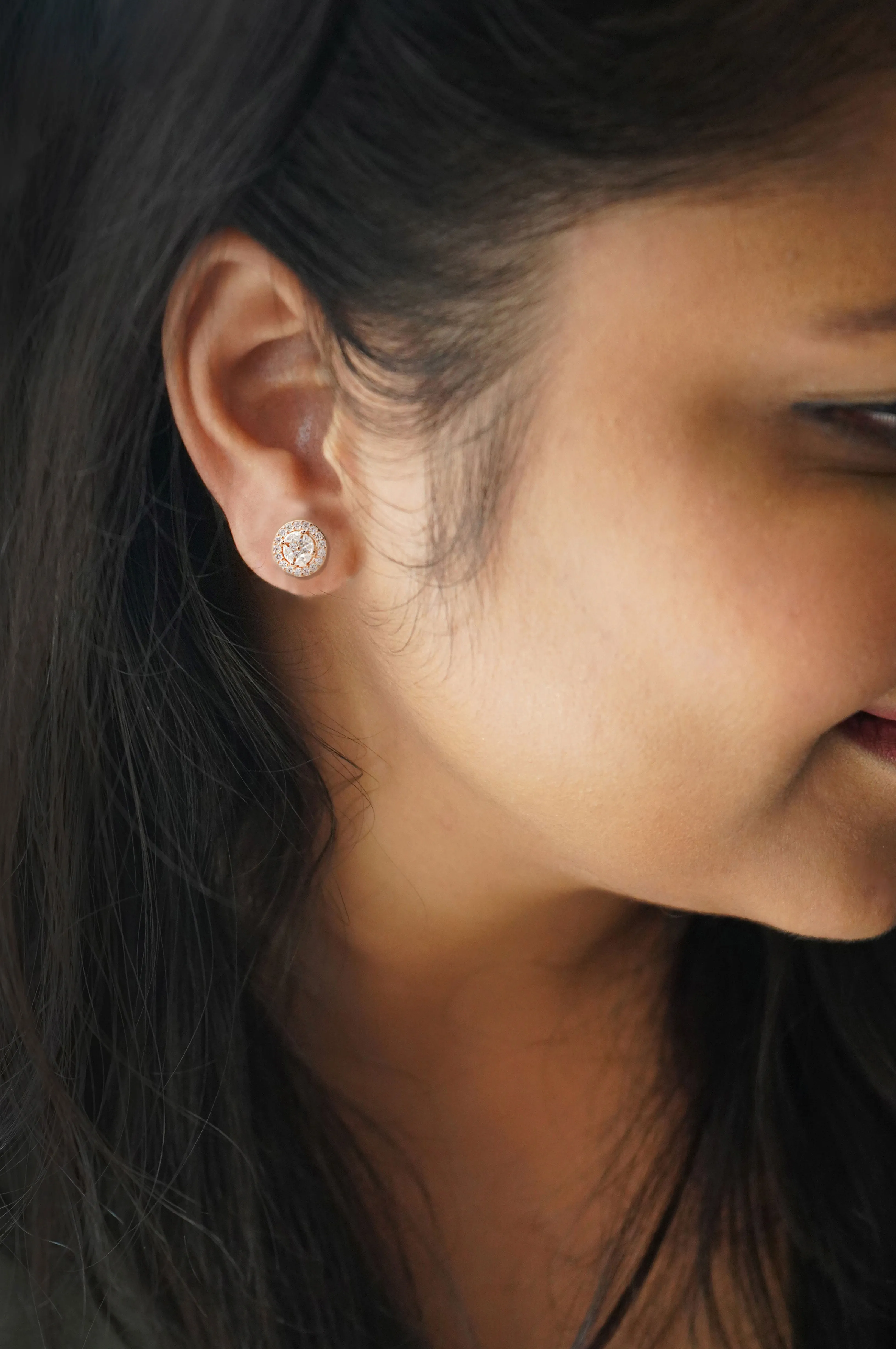 Minimal Cluster Rose Gold Plated Sterling Silver Stud Earrings