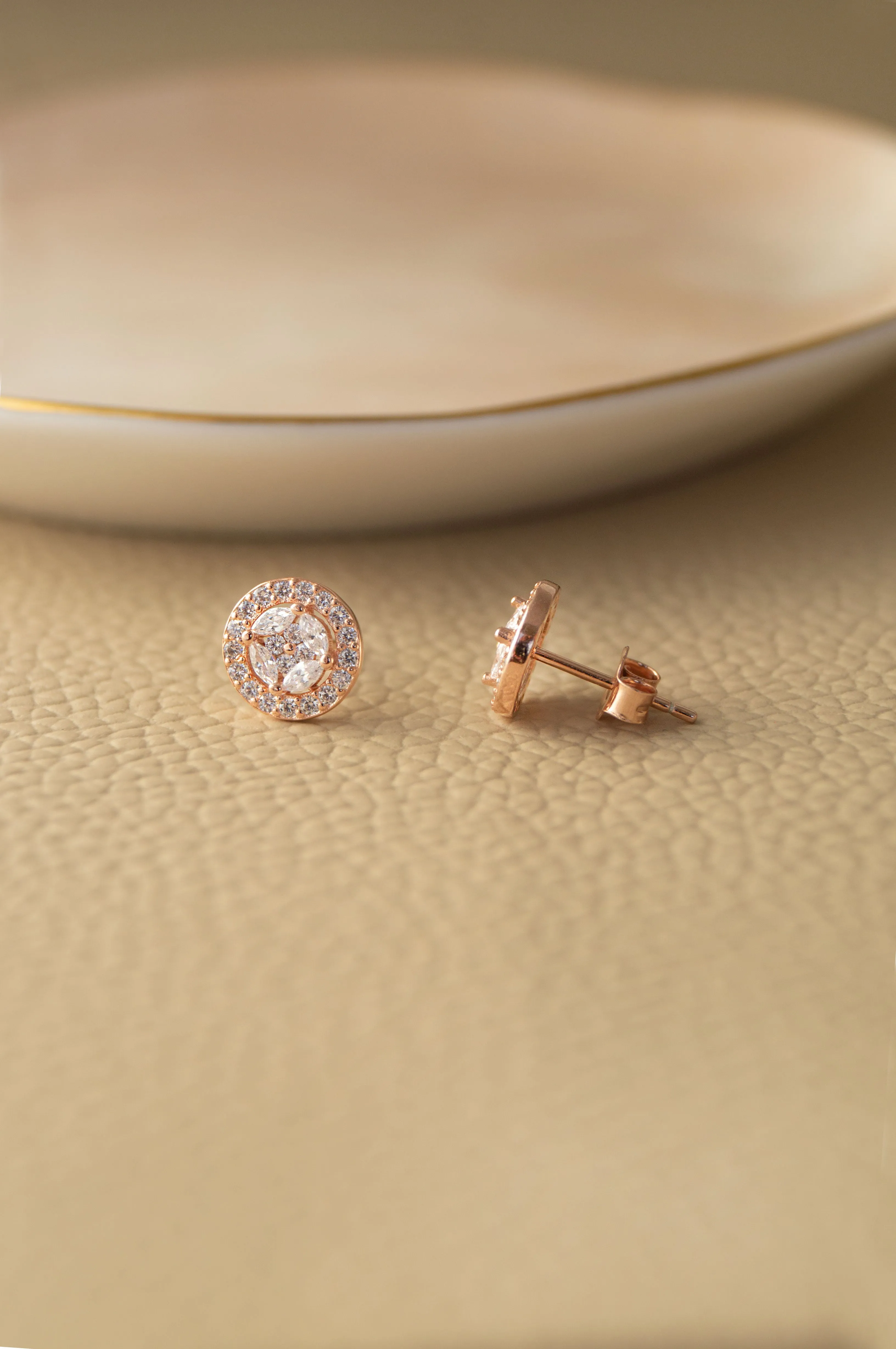 Minimal Cluster Rose Gold Plated Sterling Silver Stud Earrings