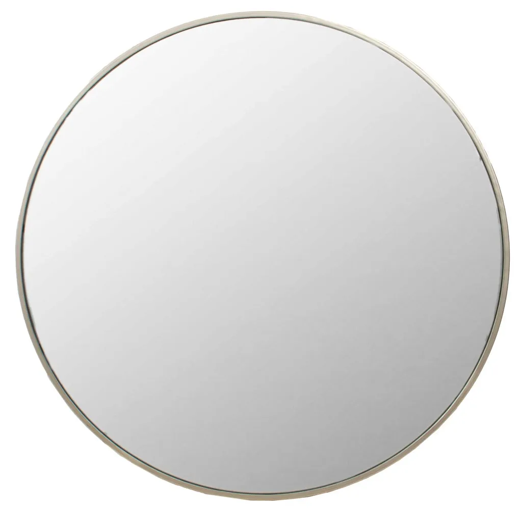 Modern Circular Mirror with Brushed Steel Frame