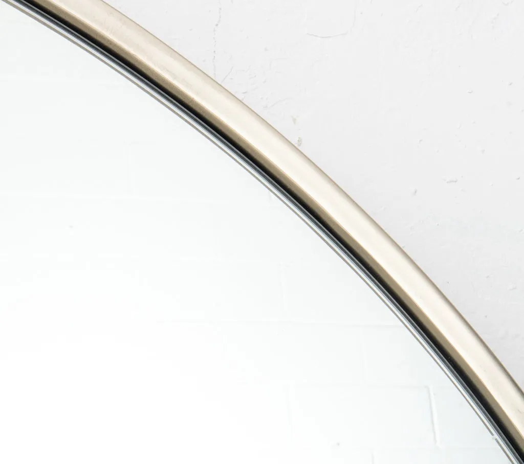 Modern Circular Mirror with Brushed Steel Frame