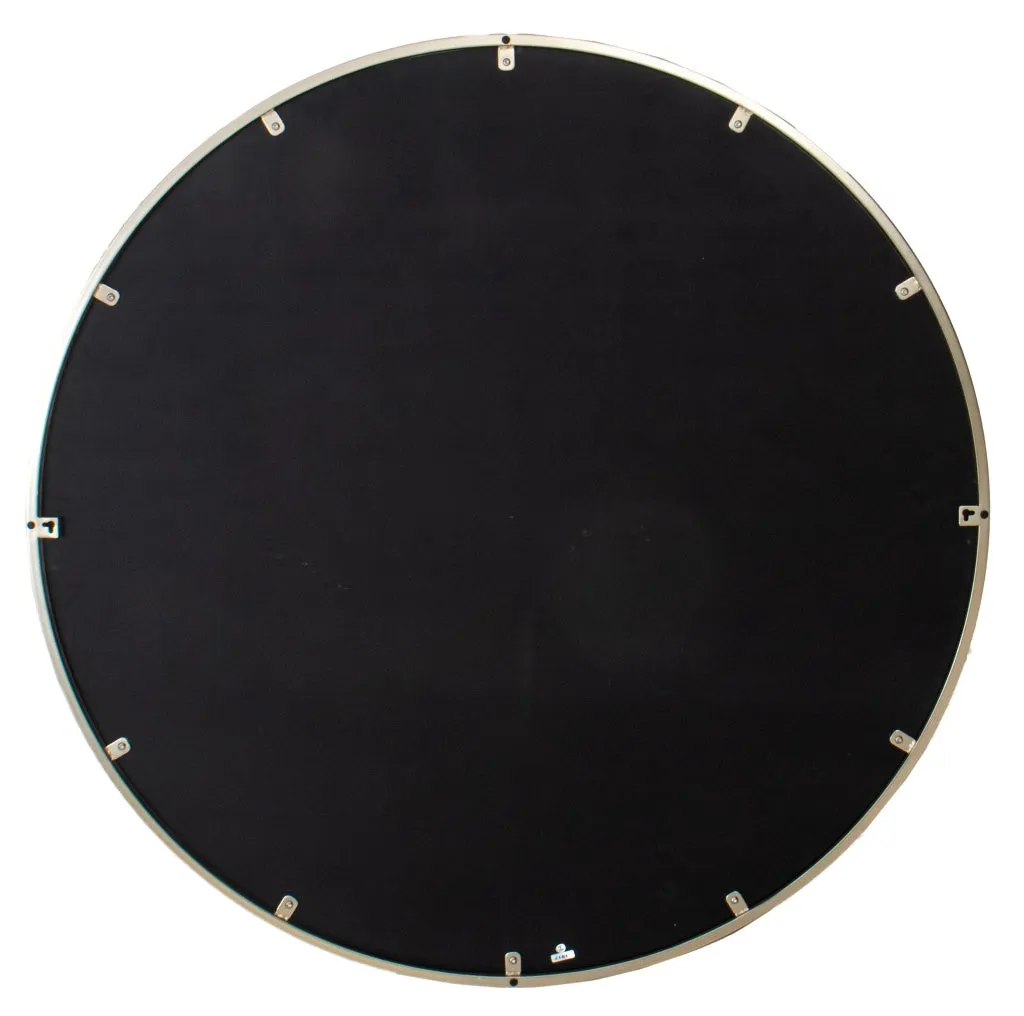 Modern Circular Mirror with Brushed Steel Frame