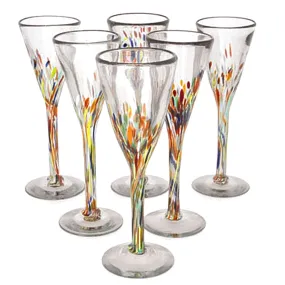 Novica Confetti Champagne Flutes (Set Of 6)