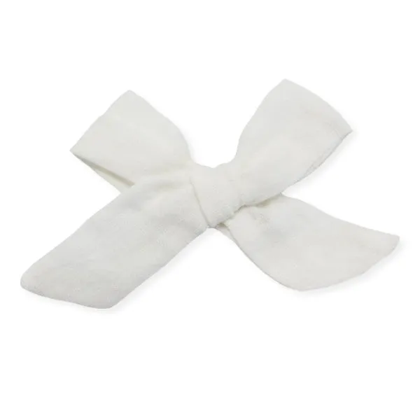 oh baby! School Girl Bow Linen Hair Clip Medium - Cream