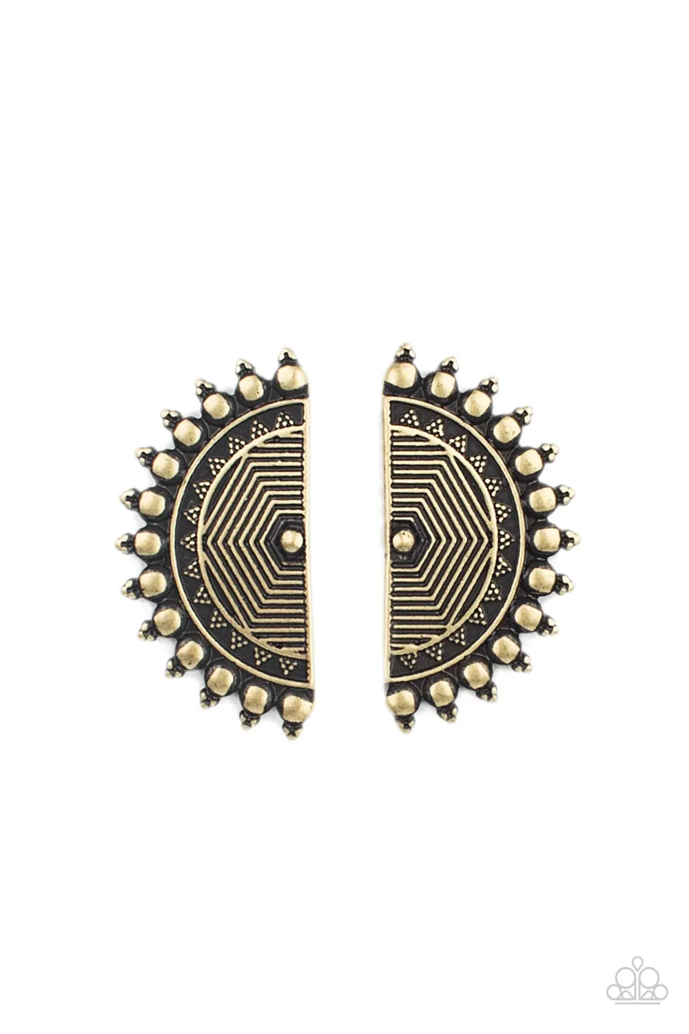 Paparazzi Fiercely Fanned Out - Brass Earrings