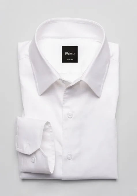 PEARL WHITE STRETCH HIGH COLLAR SHIRT - HIDDEN BUTTON DOWN