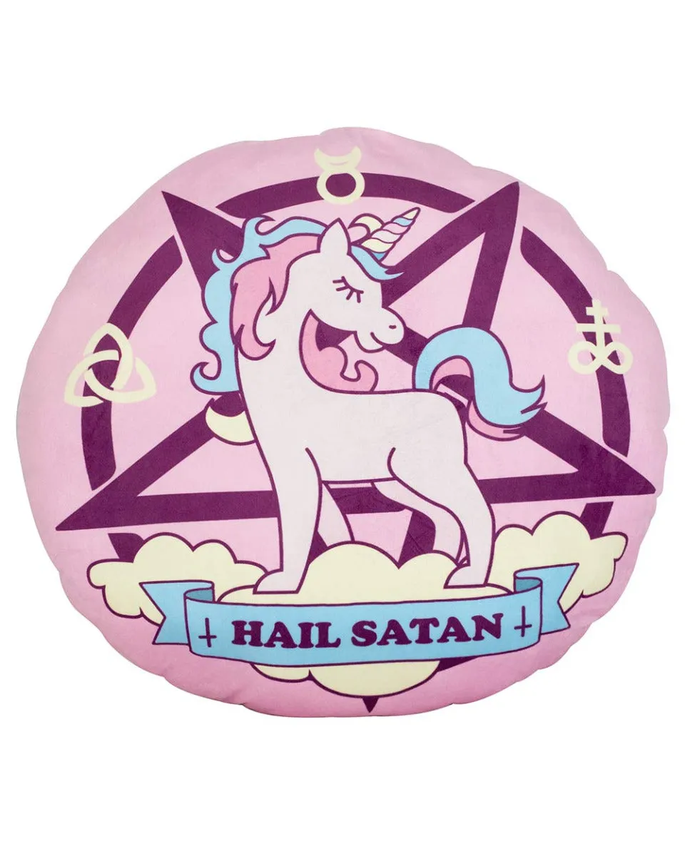 PILLOW - HAIL SATAN UNICORN ROUND 60cm WAKE N BAKE