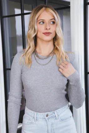 Rylee Ribbed Sweater, Grey