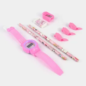 Stationery Set With Wristwatch For Kids