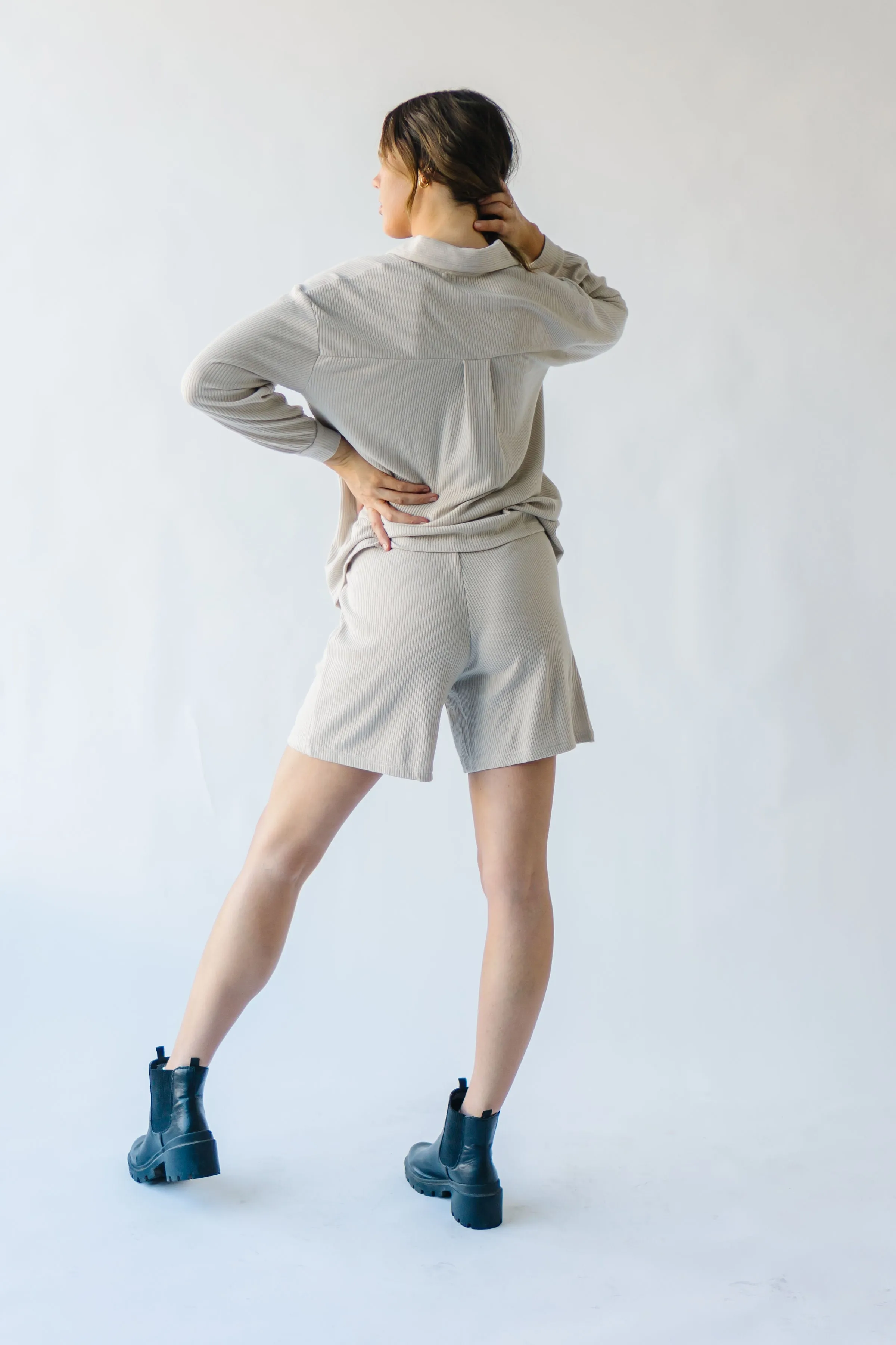 The Du Sol Cozy Ribbed Shorts in Taupe