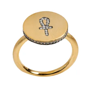 The Life Circle Ankh Ring in Vermeil Gold