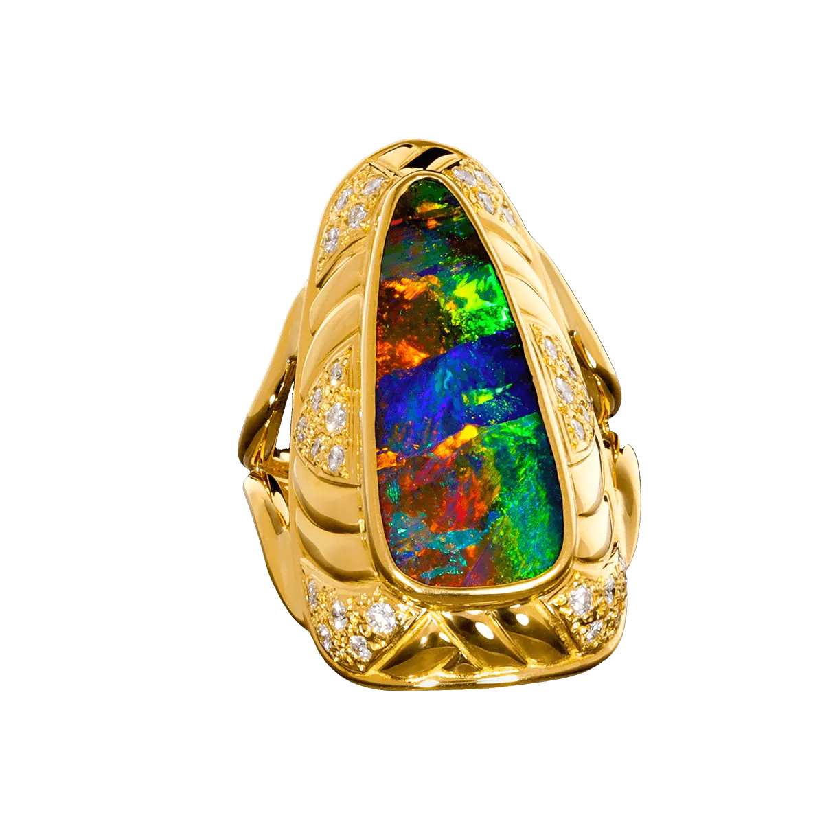 'The Sultan's Pride' Black Boulder Opal Ring