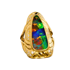 'The Sultan's Pride' Black Boulder Opal Ring