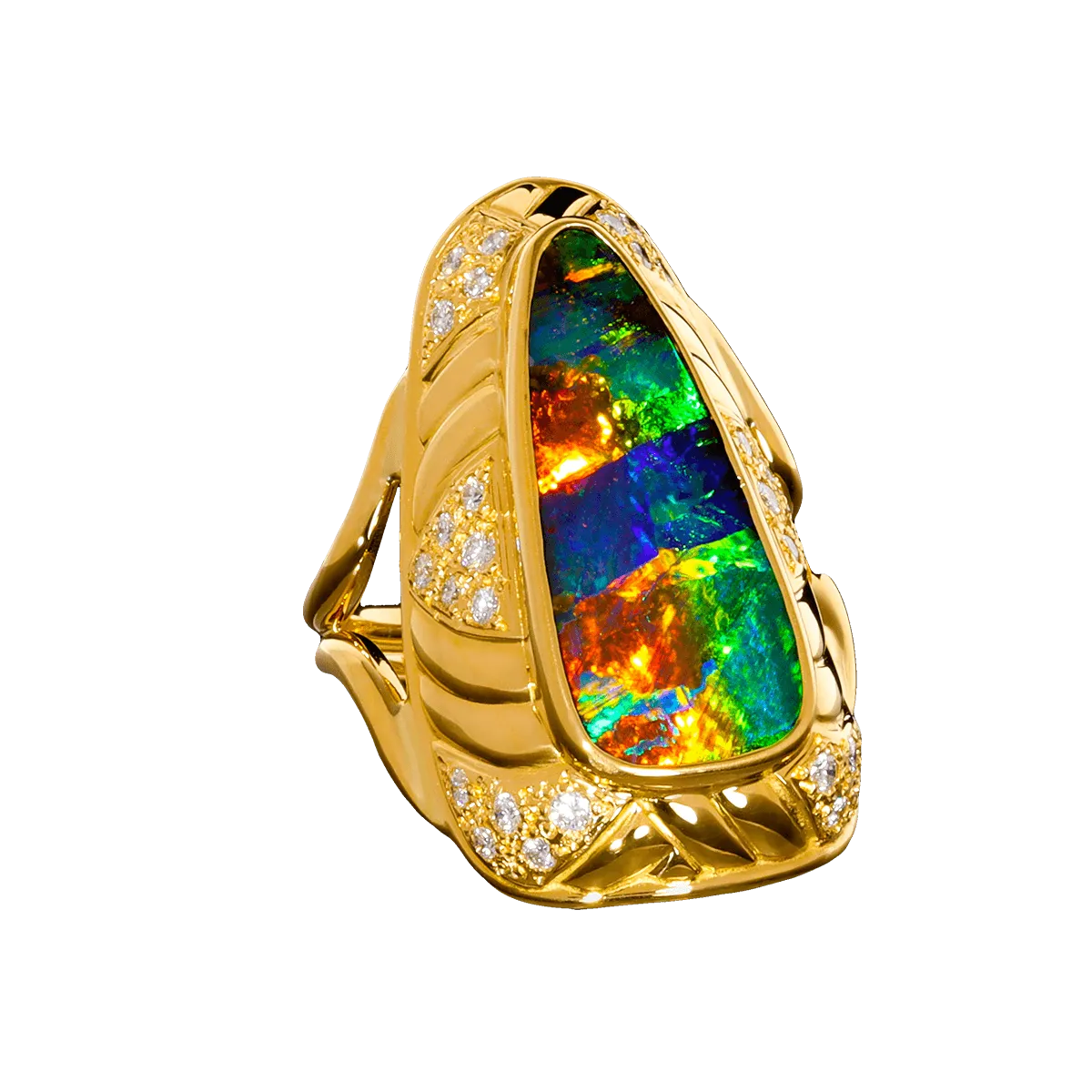 'The Sultan's Pride' Black Boulder Opal Ring