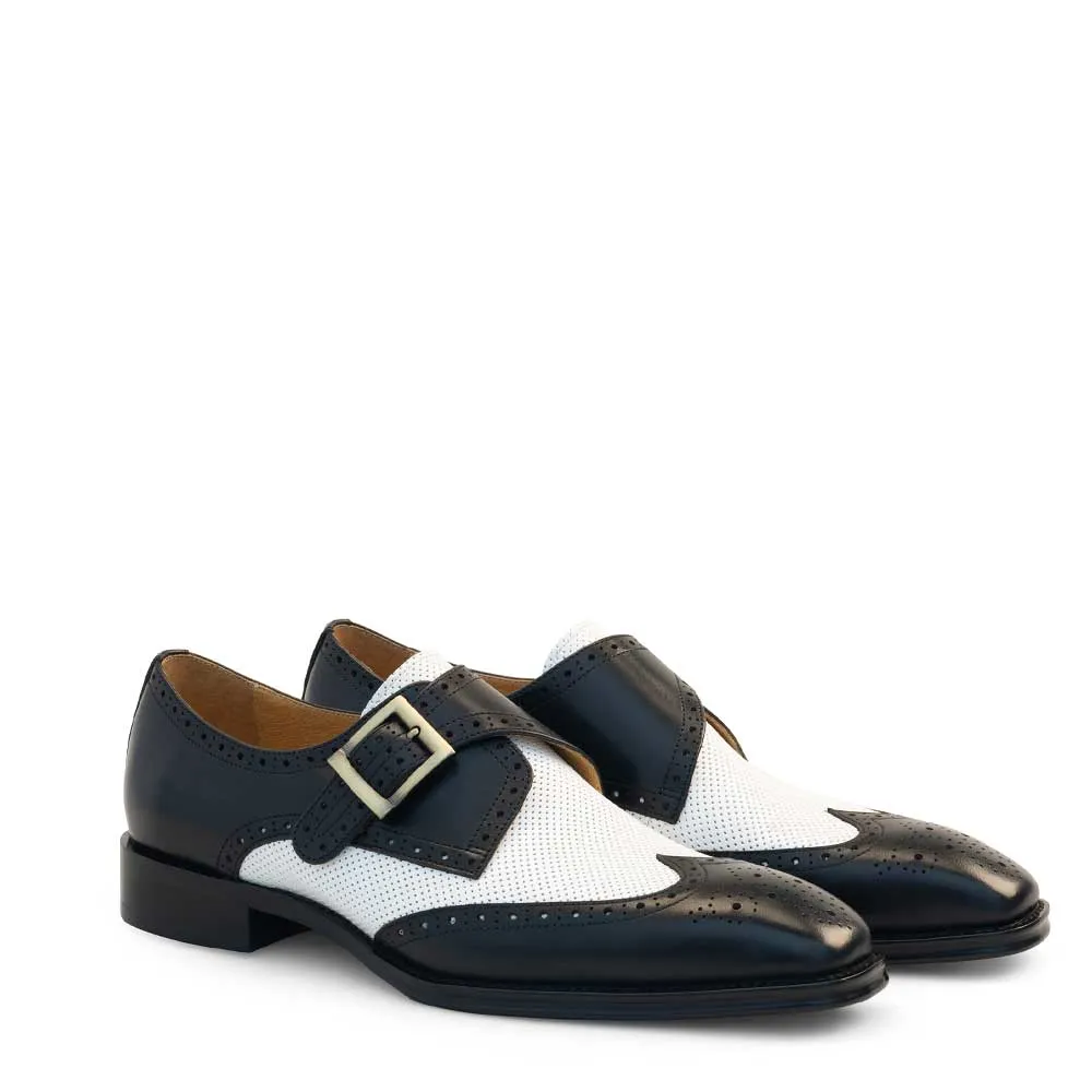 Two-Tone Wing Tip Monk Strap