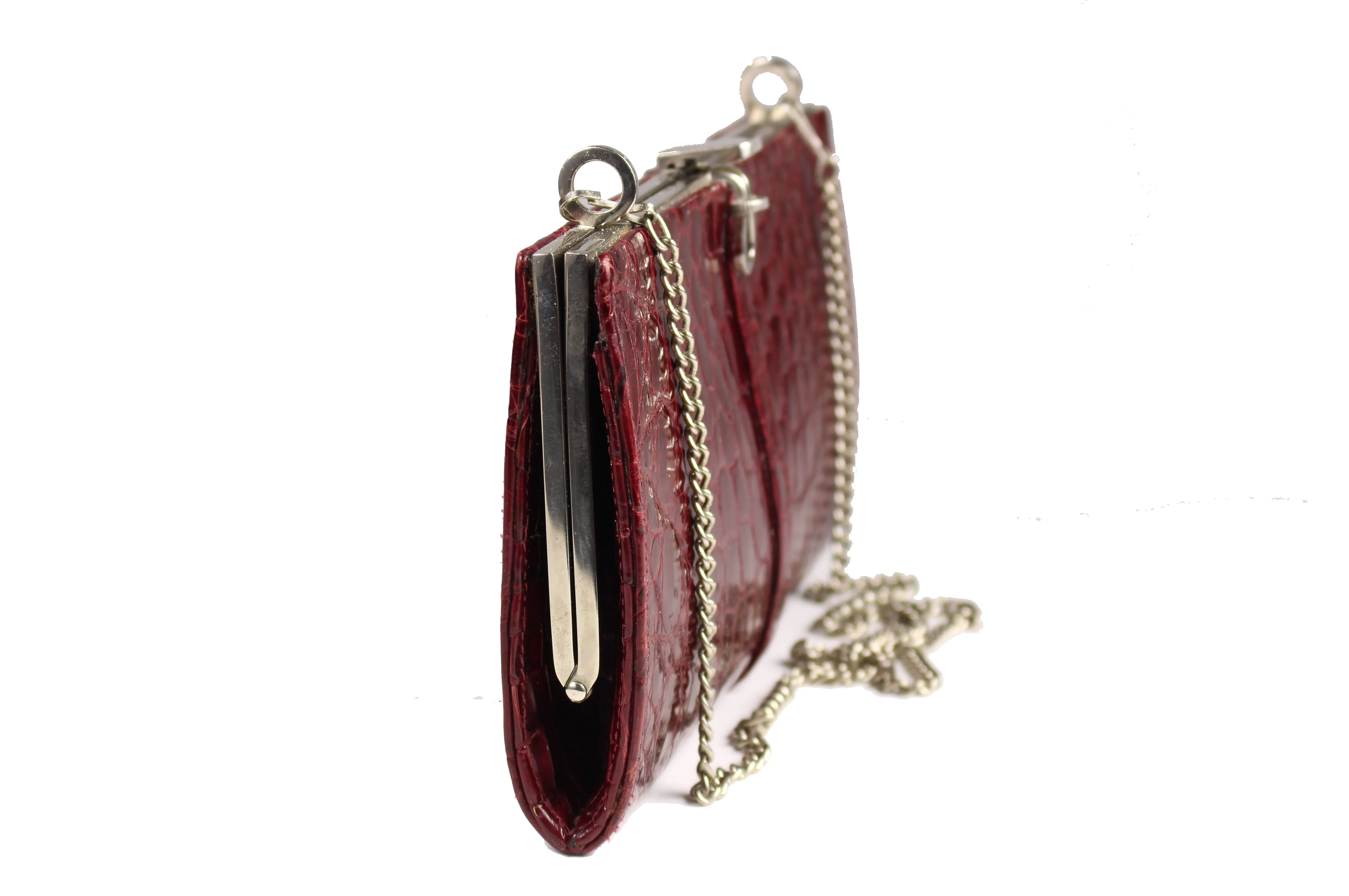 WIEN ruby red crocodile skin clutch