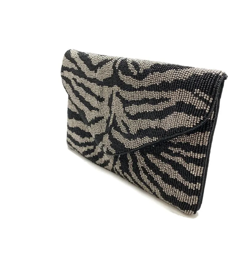 Zebra Beaded Clutch